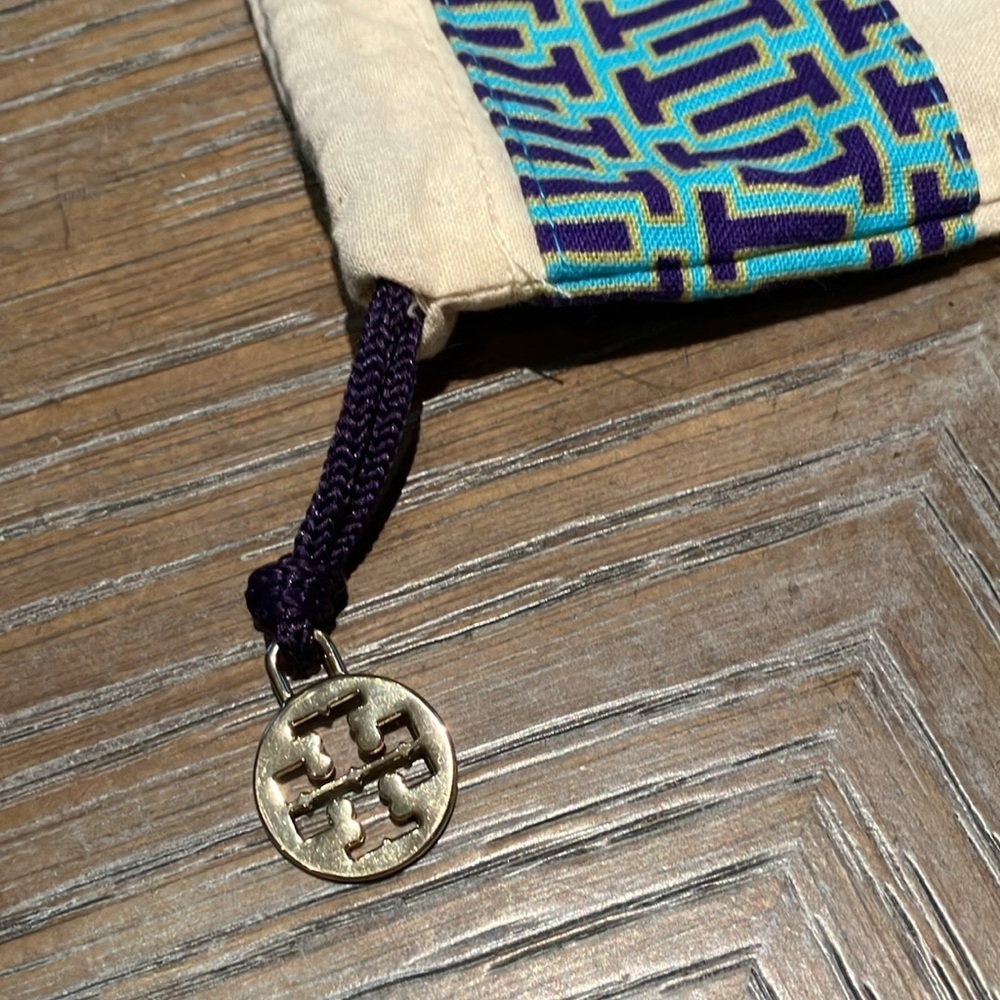 EUC Tory Burch Dust Cover Bag Blue Trim Shoe Purse 23” X 23” - Picture 4 of 5